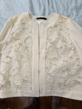 Episode Women's Cream Embroidered Lace Jacket